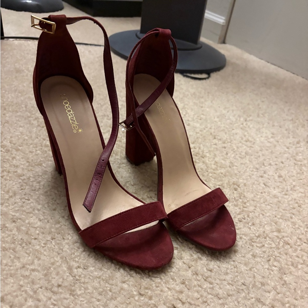 Shoe Dazzle Burgundy Stiletto Heels Elegant Sandals